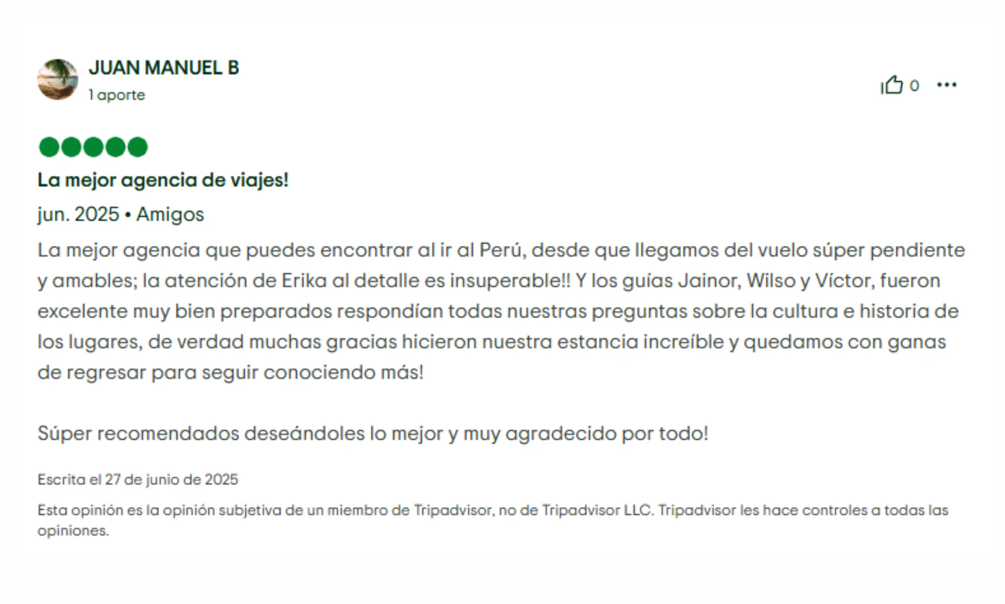 Comentarios TripAdvisor | Happy Llamas Travel